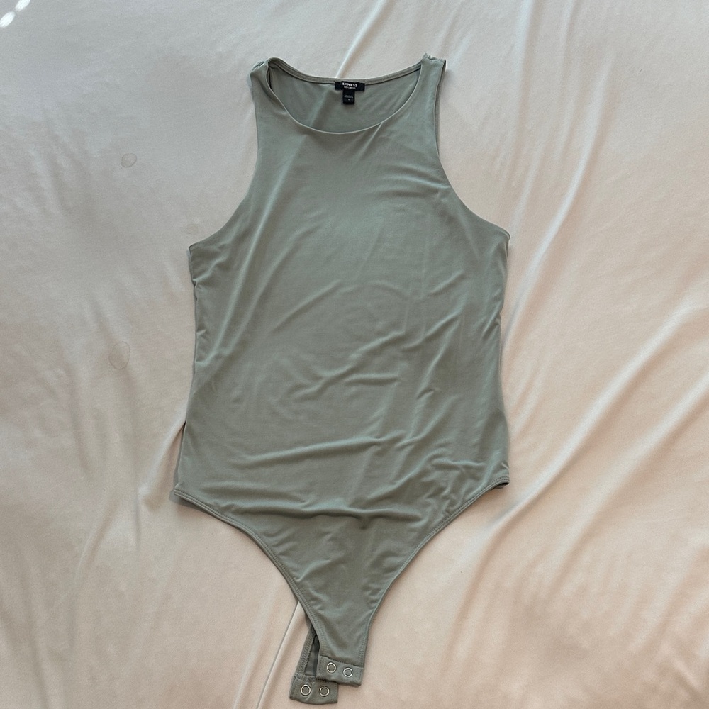 Express Sage Green Sleeveless Bodysuit (Small)